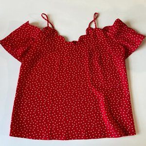 [MONTEAU L.A.] Red Polka Dot Top